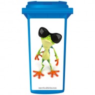 Groovy Green Frog Wheelie Bin Sticker Panel